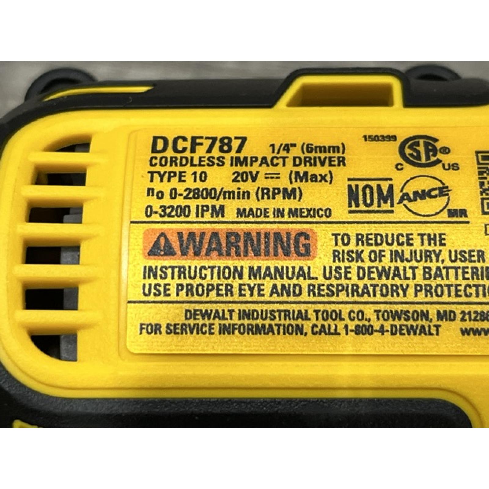 AS-IS DEWALT 20V MAX Lithium-Ion Brushless Cordless 1/4 in. Impact Driver Kit