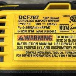 AS-IS DEWALT 20V MAX Lithium-Ion Brushless Cordless 1/4 in. Impact Driver Kit
