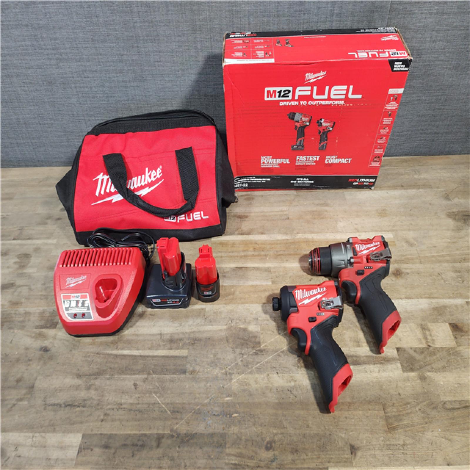 HOUSTON LOCATION - AS-IS Milwaukee 3497-22 12V Brushless Hammer Drill and Impact Driver Combo Kit