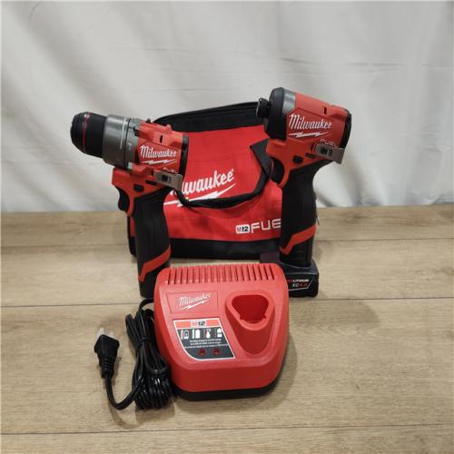 AS-IS- Milwaukee M12 FUEL Gen4 1/2-in. Drill Driver and 1/4-in. Hex Impact Driver Combo Kit with SHOCKWAVE RED HELIX Titanium 23-Piece Drill Bit Set