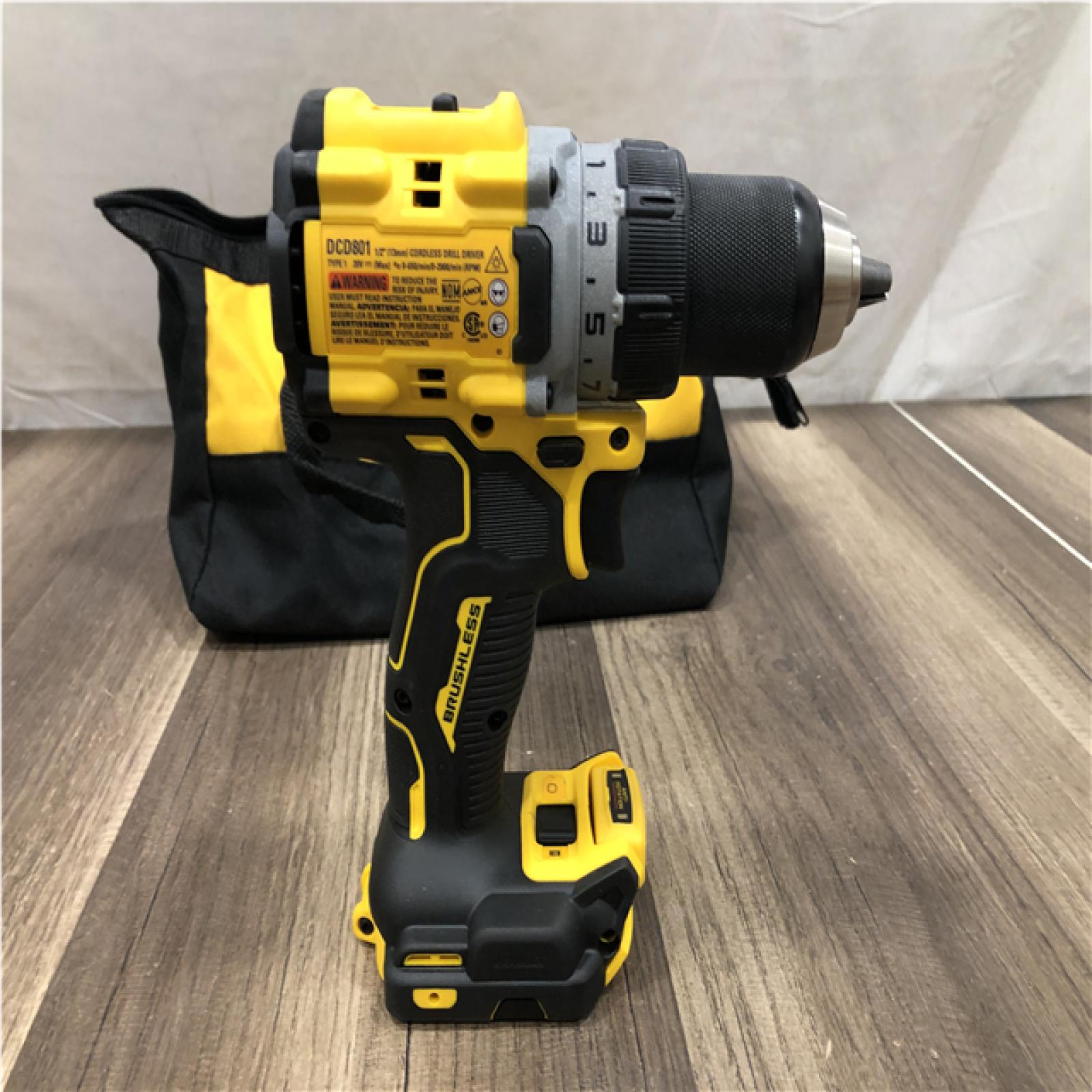 AS-IS DEWALT 20V MAX XR Lithium-Ion Brushless Cordless 1/2 in. Drill/Driver Kit