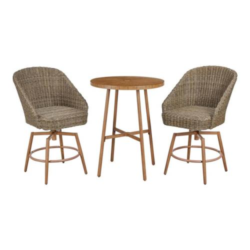 Houston Location - AS-IS Hampton Bay Capestone 3-Piece Counter Height Bistro Set Brown Finish