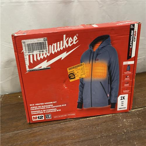 NEW Milwaukee M12 Lithium-Ion Cordless Gray Heated Jacket Hoodie Kit (2X-Large)