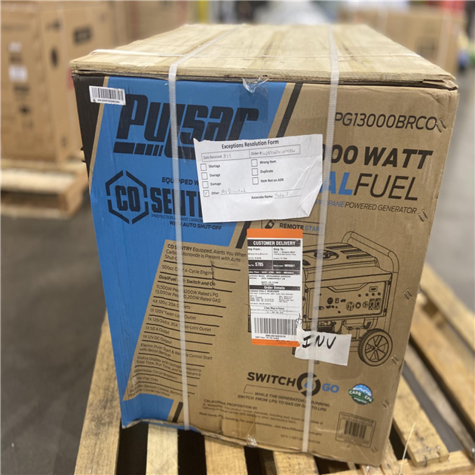 DALLAS LOCATION - Pulsar 13,000/10,000 -Watt Dual-Fuel Gasoline and Propane Generator
