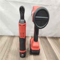 AS-IS- Milwaukee M12/M18 12/18V Lithium-Ion Cordless 3/8 in. Ratchet and 1/2 in. High Torque Impact Wrench with Friction Ring Combo Kit