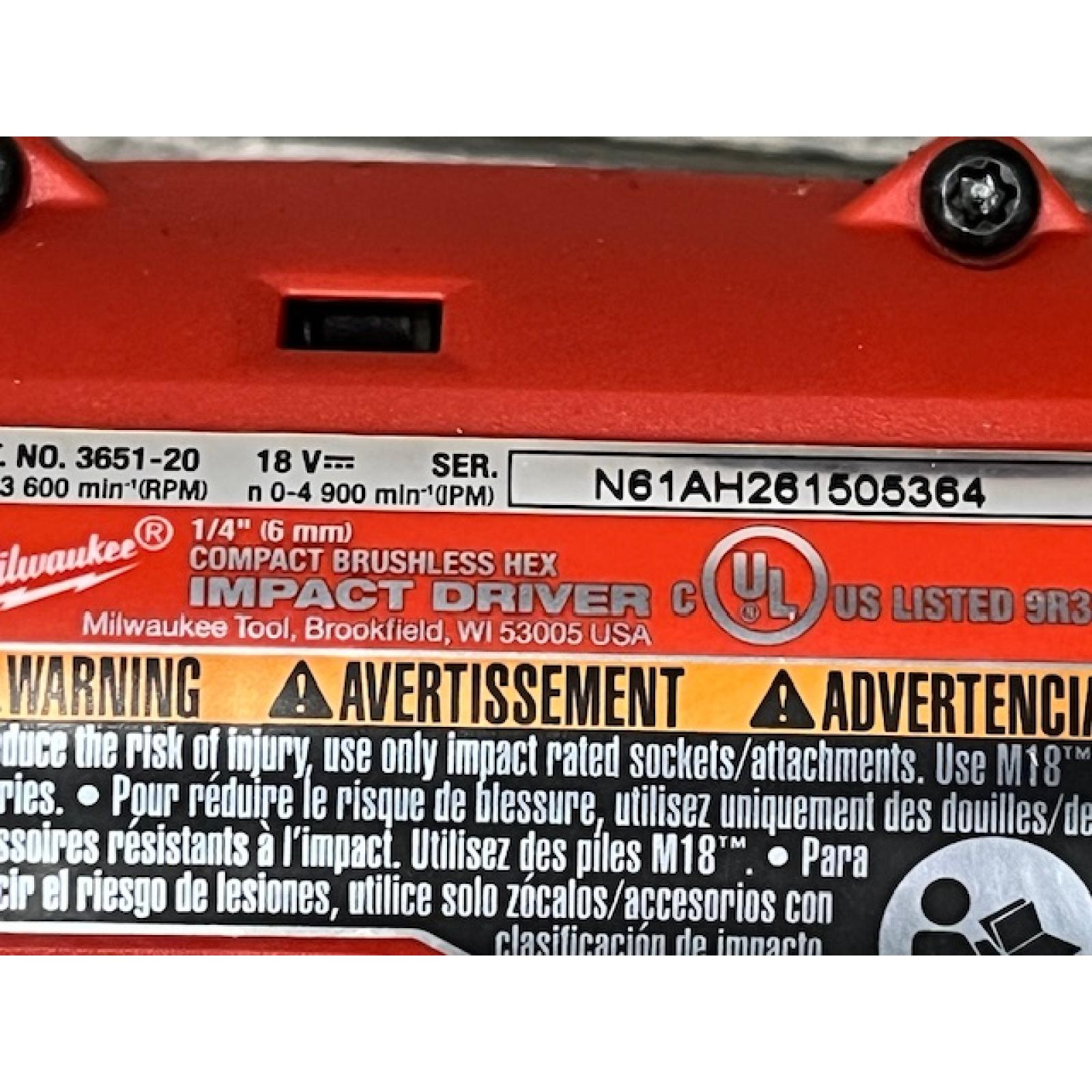 AS-IS Milwaukee 18V Lithium-Ion Compact Brushless Cordless 1/4 in. Impact Driver Kit