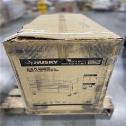 DALLAS LOCATION- AS-IS HUSKY 52 in. W 10-Drawer  Workbench Matte White w/Carbon Fiber/Woodtop