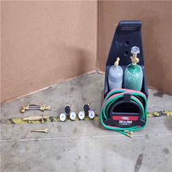 HOUSTON LOCATION - AS-IS Lincoln Electric Port-a-Torch Kit with Oxygen and Acetylene Tanks and 3/16 in. X 12 Ft. Hose for Cutting Welding and Brazing