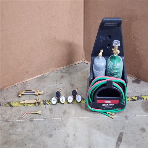 HOUSTON LOCATION - AS-IS Lincoln Electric Port-a-Torch Kit with Oxygen and Acetylene Tanks and 3/16 in. X 12 Ft. Hose for Cutting Welding and Brazing