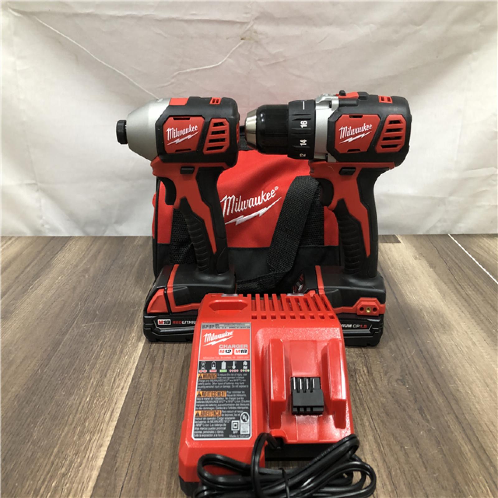 AS-IS Milwaukee 18V Lithium-Ion Cordless Drill Driver/Impact Driver Combo Kit
