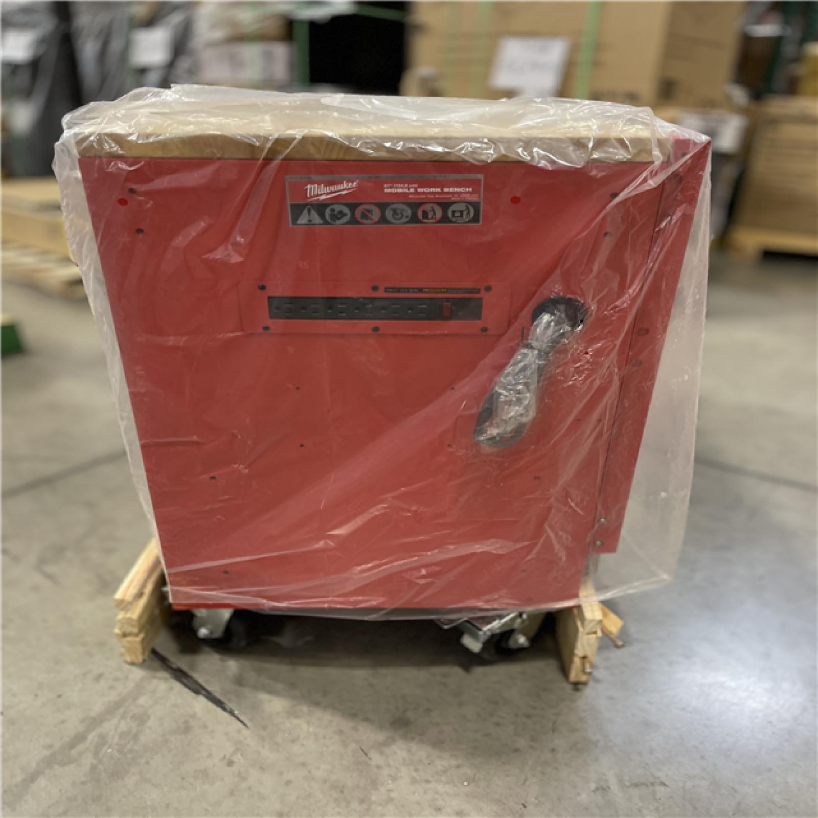 DALLAS LOCATION - Milwaukee 61 in. 11-Drawer/1-Door 22 in. D Mobile Workbench with Sliding Pegboard Back Wall in Red/Black