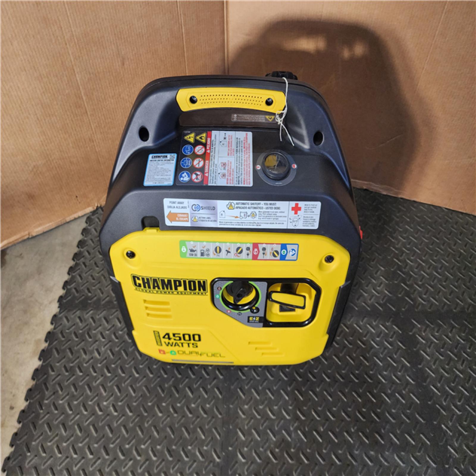 HOUSTON LOCATION - AS-IS CHAMPION 4500/3500-Watt Electric Start Gasoline/Propane Powered Dual Fuel Inverter Generator with Quiet Technology and CO Shield