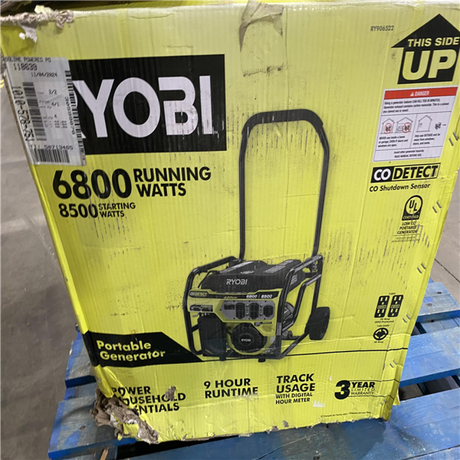 Dallas Location - As-Is RYOBI 6800-Watt Portable Generator