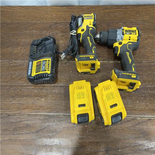 AS-IS DEWALT 20V MAX XR Hammer Drill and ATOMIC Impact Driver 2 Tool Cordless Combo Kit with (2) 4.0Ah Batteries, Charger, and Bag