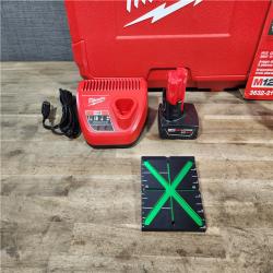 HOUSTON LOCATION - AS-IS Milwaukee-3632-21 M12 Green Beam Laser 360° 3-Plane Kit