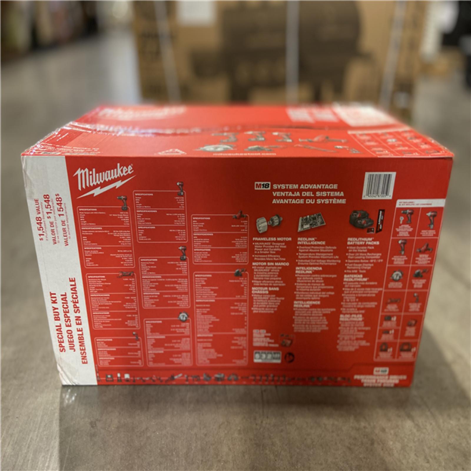 NEW! - Milwaukee M18 18V Cordless Power Tool Combo Kit, 8-Tool Set