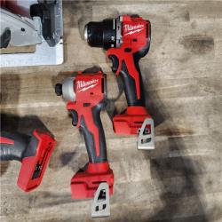 HOUSTON LOCATION - AS-IS Milwaukee M18 18-Volt Lithium-Ion Brushless Cordless Combo Kit (4-Tool) with 2-Batteries  1-Charger and Tool Bag