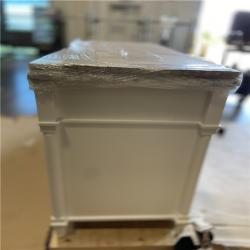 DALLAS LOCATION - Home Decorators Collection Aberdeen 72 in. Double Sink Freestanding White Bath Vanity with Carrara Marble Top (Assembled)