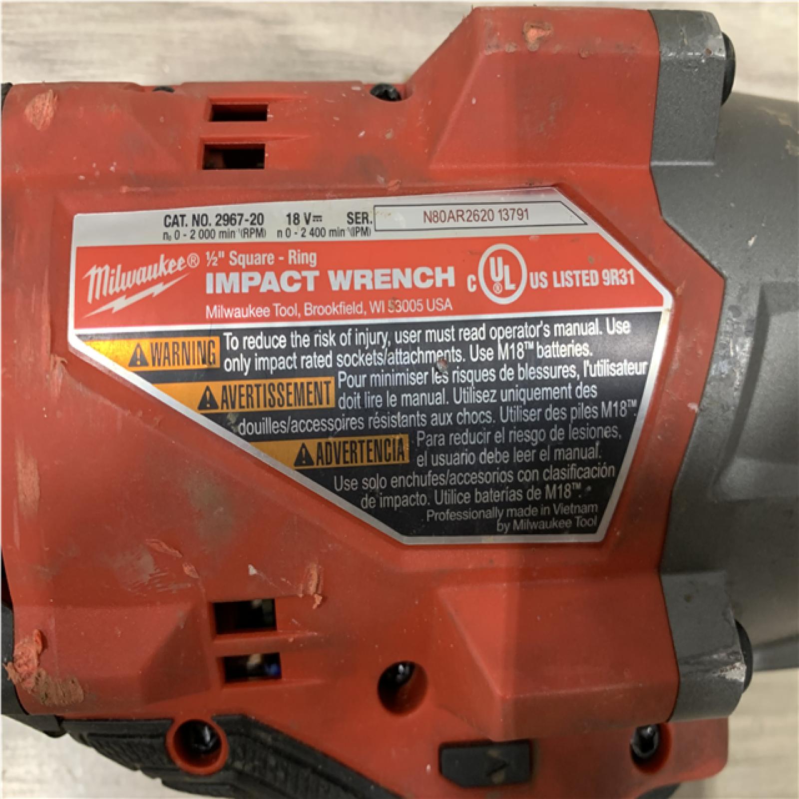 AS-IS Milwaukee FUEL 18V Lithium-Ion Brushless Cordless 1/2 in. Impact Wrench with Friction Ring (Tool-Only)