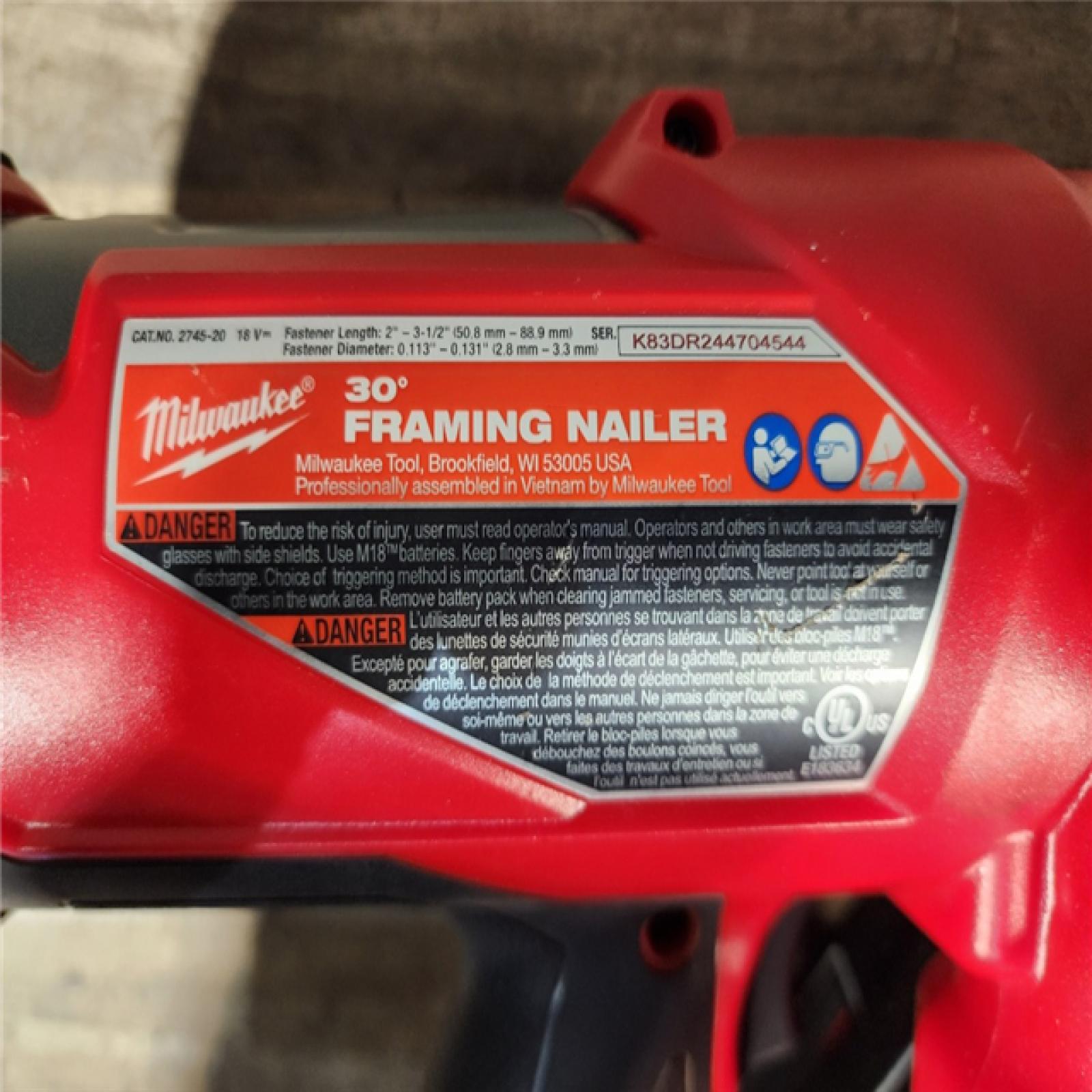 HOUSTON LOCATION - AS-IS M18 FUEL 3-1/2 in. 18-Volt 30-Degree Lithium-Ion Brushless Cordless Framing Nailer (Tool-Only)