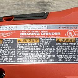 AS-IS Milwaukee FUEL 18-Volt Lithium-Ion Brushless Cordless 4-1/2 in./6 in. Braking Grinder with Paddle Switch (Tool-Only)