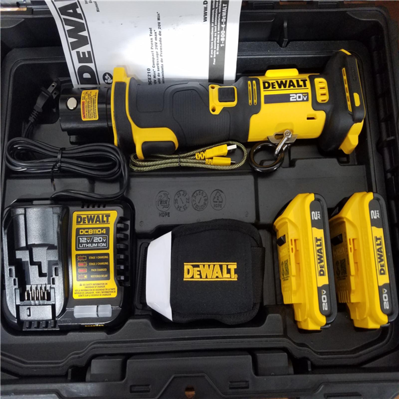 California NEW DeWalt 20V Compact Press Tool and Jaws Kit  Includes (2) Batteries  Charger and Hard Cases