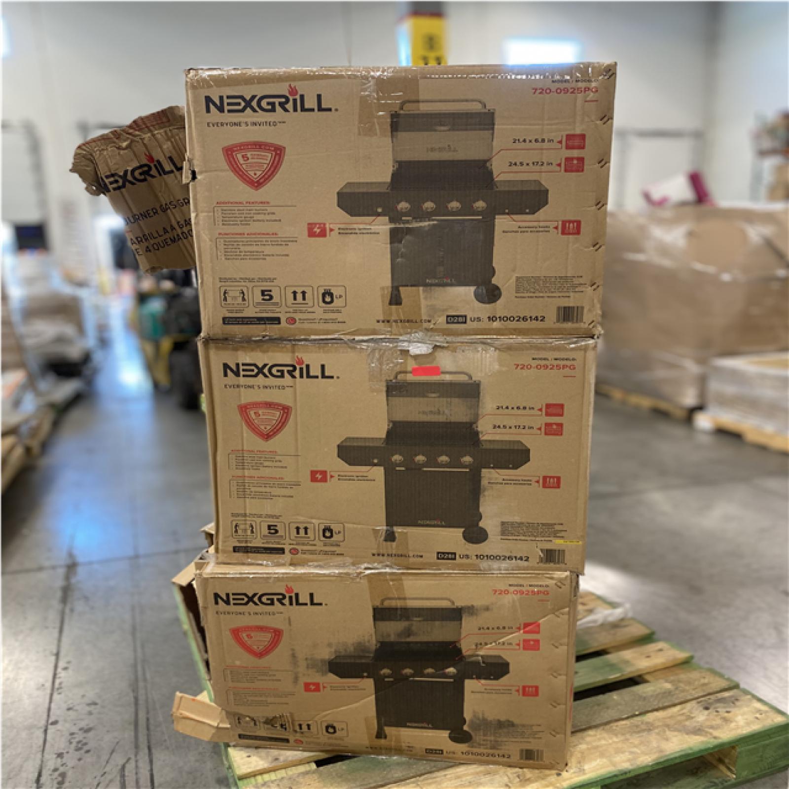 DALLAS LOCATION- NEXGRILL 4-Burner Propane Gas Grill in Black PALLET (3 UNITS)