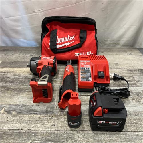 AS-IS Milwaukee FUEL 18V Cordless Mid Torque 1/2 in. Impact Wrench w/ 12 FUEL 3/8 in. Ratchet Combo Kit