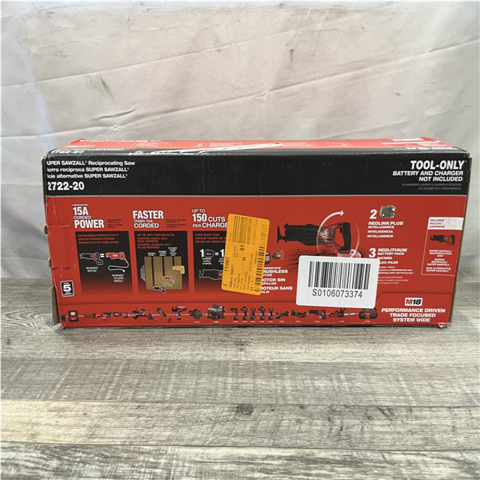 NEW - Milwaukee FUEL 18V Lithium-Ion Brushless Cordless Super SAWZALL Orbital Reciprocating Saw (Tool-Only)
