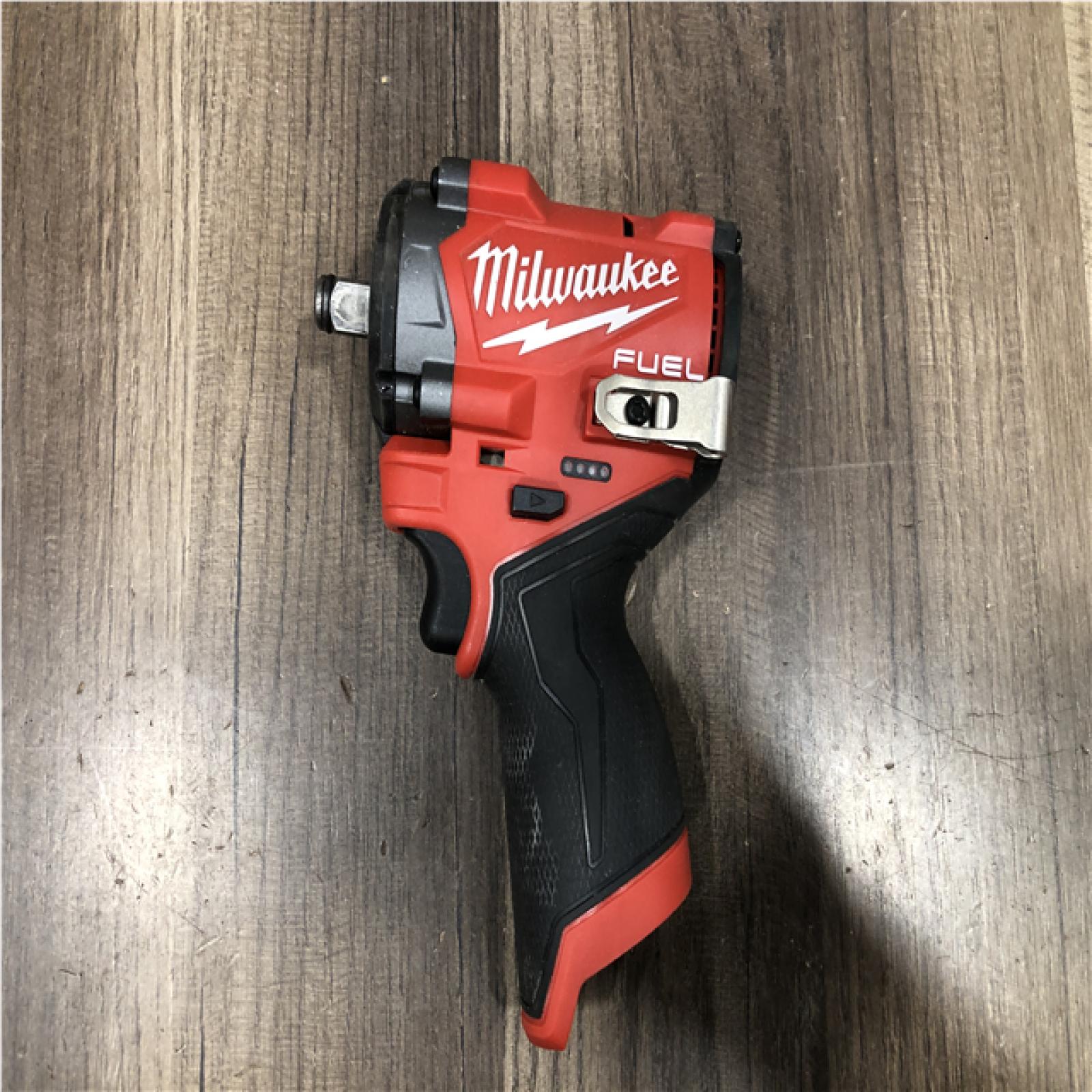AS-IS Milwaukee FUEL 12V Lithium-Ion Brushless Cordless Stubby 1/2 in. Impact Wrench (Tool-Only)