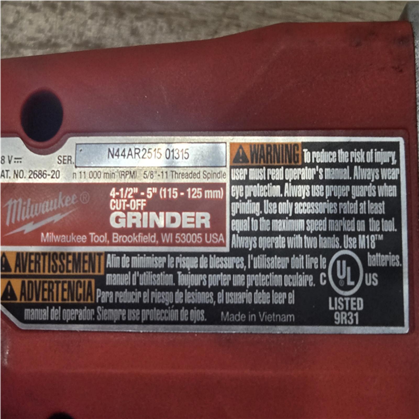 AS-IS Milwaukee 18V Lithium-Ion Brushless Cordless 4-1/2 in./5 in. Grinder w/Paddle Switch (Tool-Only)