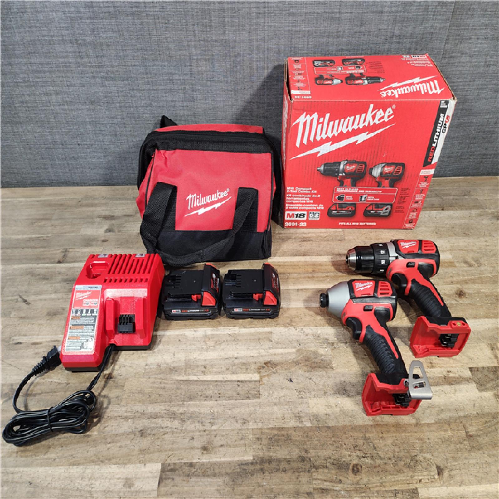 HOUSTON LOCATION - AS-IS Milwaukee M18 Brushed Cordless (2-Tool) Drill/Driver and Impact Driver Kit