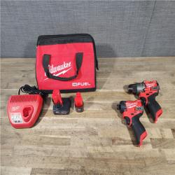 HOUSTON LOCATION - AS-IS Milwaukee FUEL 12-Volt Lithium-Ion Brushless Cordless Hammer Drill and Impact Driver Combo Kit