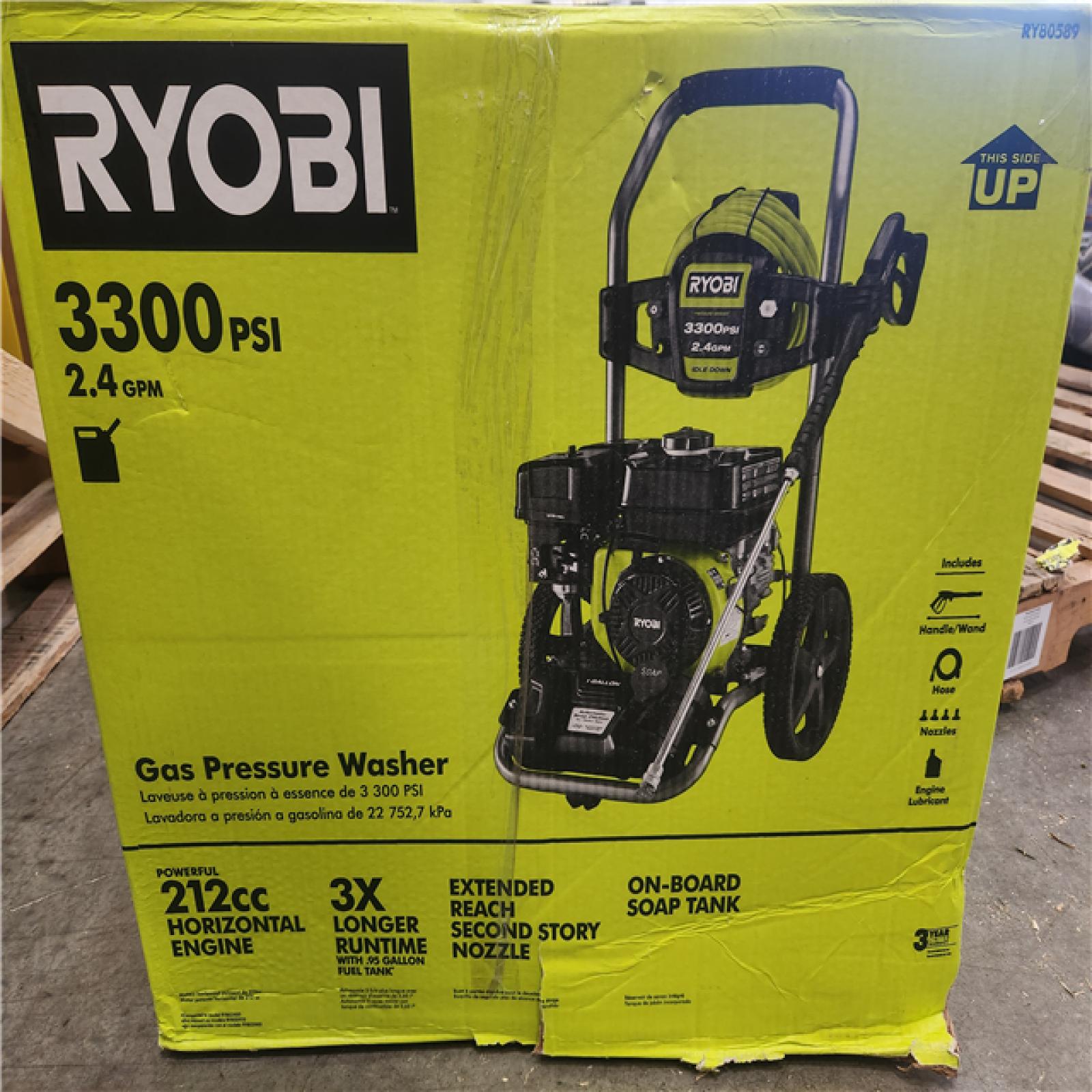 Phoenix AS-IS RYOBI 3300 PSI 2.4 GPM Cold Water Gas Pressure Washer with 212cc Engine