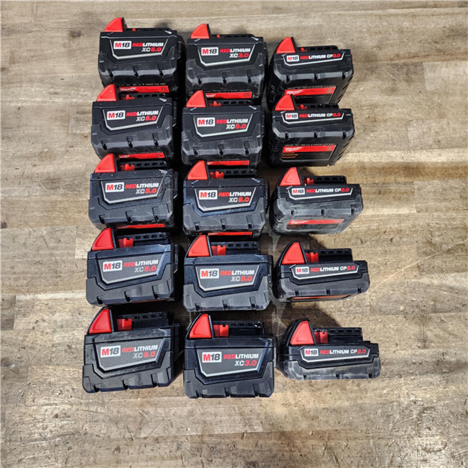 HOUSTON LOCATION - AS-IS MILWAUKEE BATTERY PACK QTY - 15