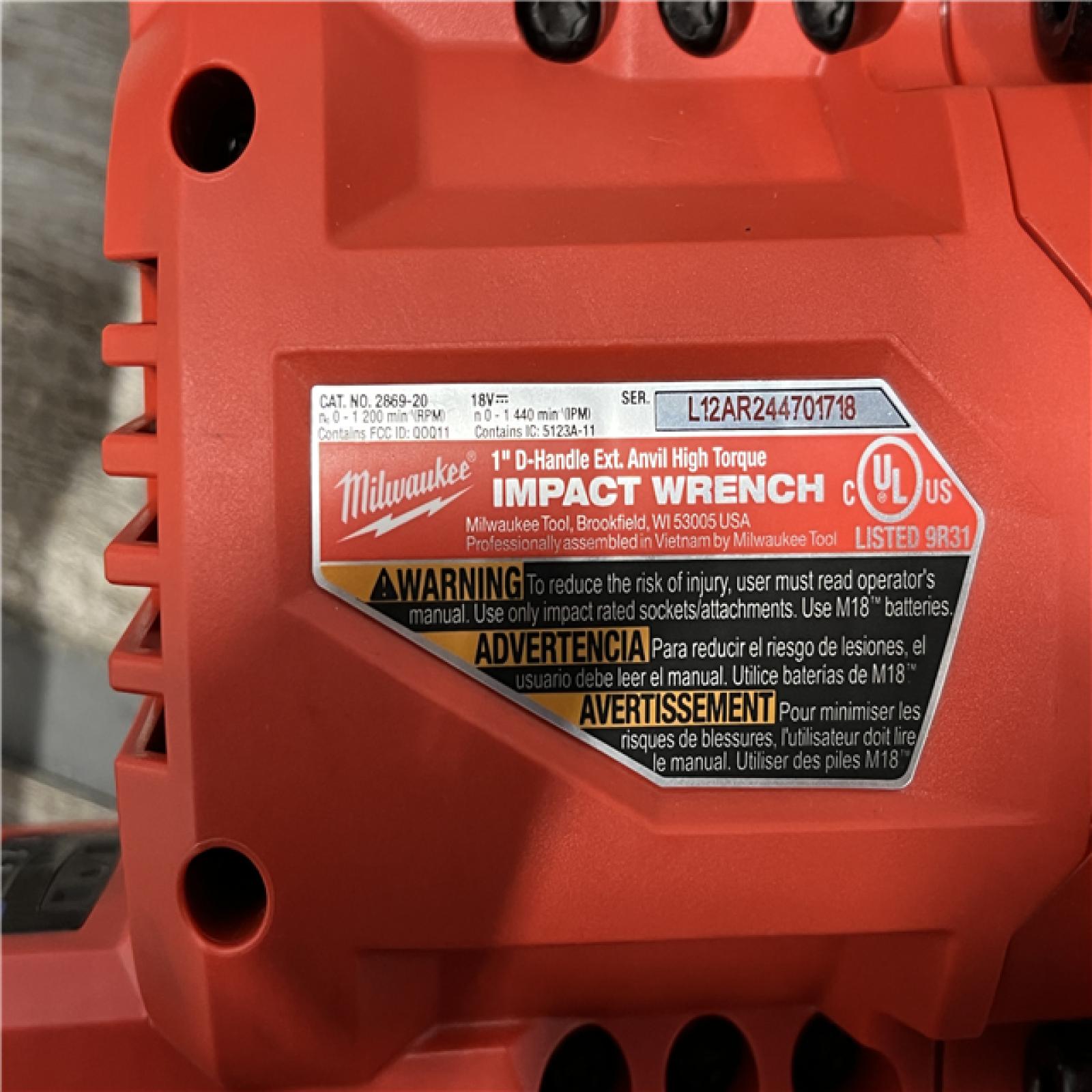 AS-IS Milwaukee FUEL 18V Lithium-Ion Brushless Cordless 1 in. Impact Wrench Extended Reach D-Handle (Tool-Only)