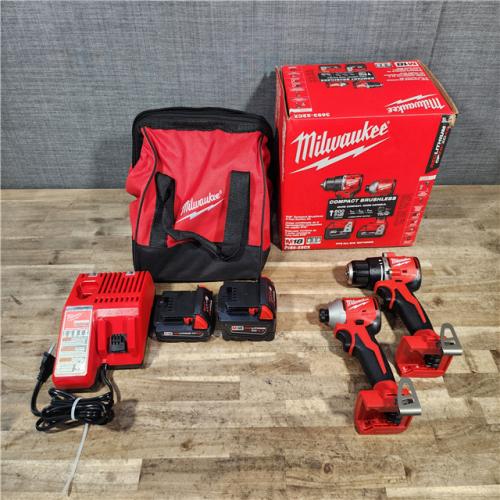 HOUSTON LOCATION - AS-IS Milwaukee 18-Volt Lithium-Ion Brushless Cordless Compact Hammer Drill/Impact Combo Kit