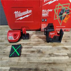 HOUSTON LOCATION - AS-IS Milwaukee-3632-21 M12 Green Beam Laser 360Â° 3-Plane Kit