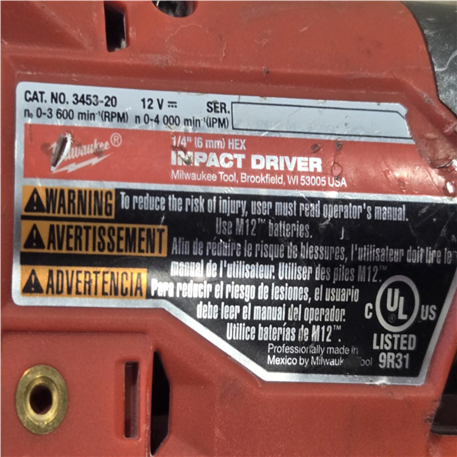 AS-IS Milwaukee FUEL 12V Lithium-Ion Brushless Cordless 1/4 in. Hex Impact Driver (Tool-Only)
