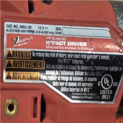 AS-IS Milwaukee FUEL 12V Lithium-Ion Brushless Cordless 1/4 in. Hex Impact Driver (Tool-Only)