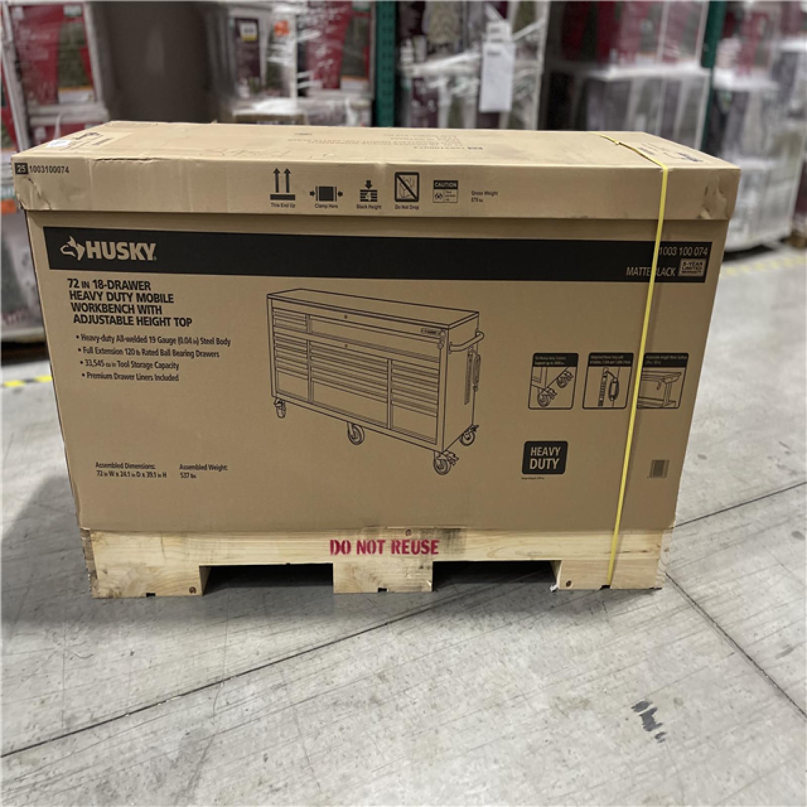 DALLAS LOCATION- Husky 72 in. W x 24 in. D Heavy Duty 18-Drawer Mobile Workbench