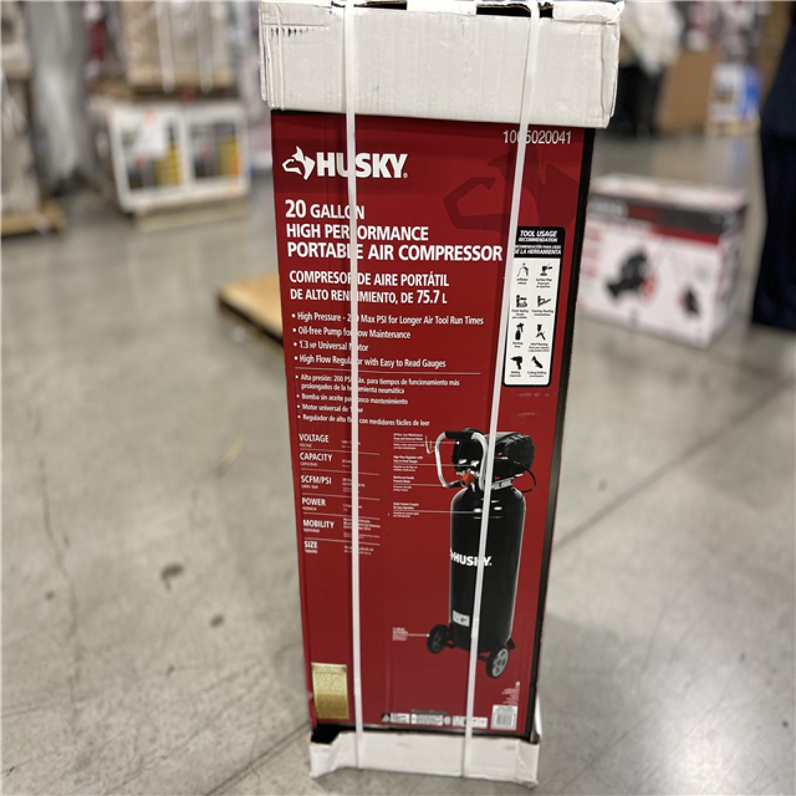 NEW! - Husky 20 Gal. 200 PSI Oil Free Portable Vertical Electric Air Compressor