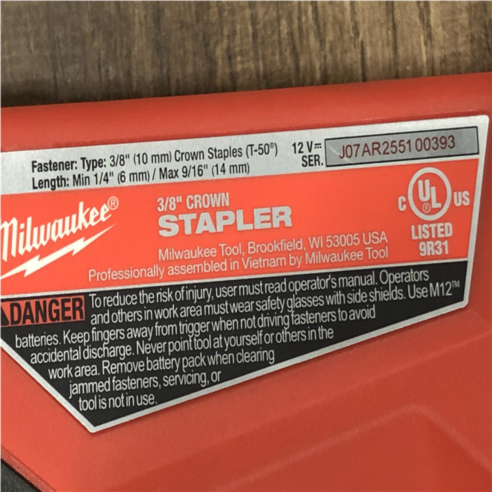 AS-IS Milwaukee 12-Volt Lithium-Ion Cordless 3/8 in. Crown Stapler (Tool-Only)