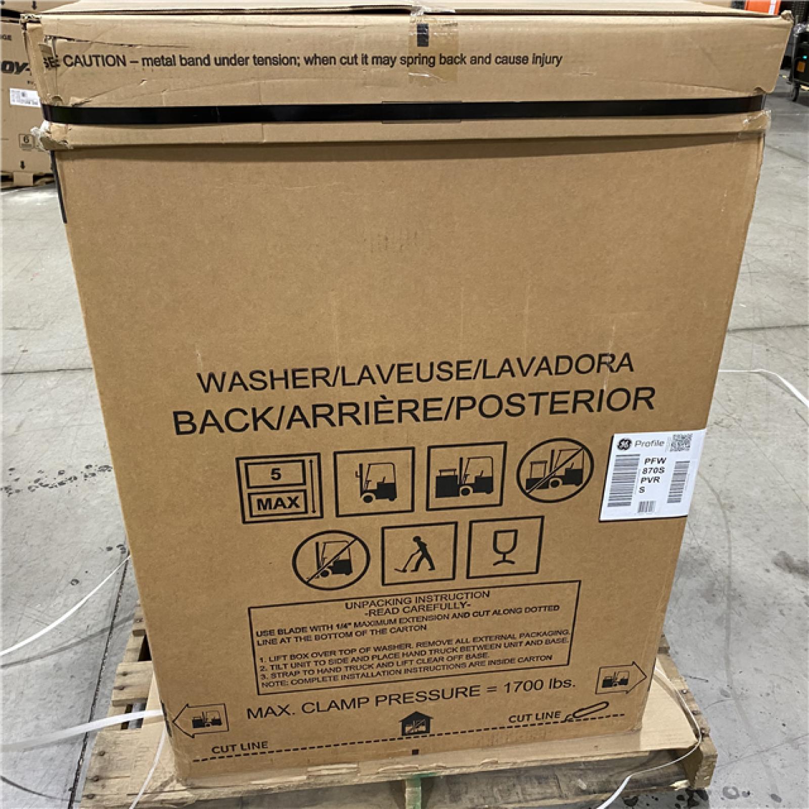 DALLAS LOCATION - AS-IS- GE Profile 5.3 cu. ft. Smart Front Load Washer in Sapphire Blue w/OdorBlock UltraFresh Vent System  Microban  Tier 2 EStar