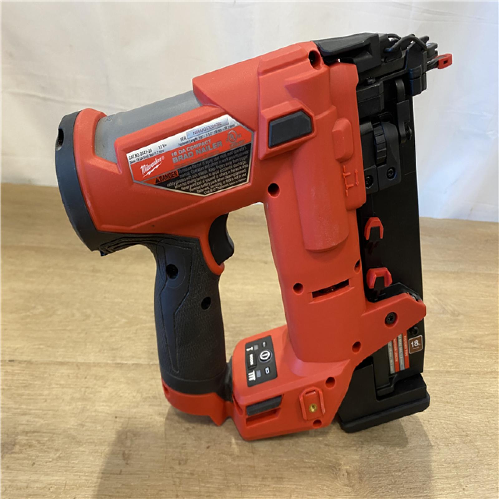 AS-IS Milwaukee FUEL 12-Volt Lithium-Ion Brushless Cordless 18-Gauge 1-1/2 in. Compact Brad Nailer (Tool Only)