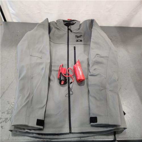 AS-IS- Milwaukee Men's Large 12-Volt Lithium-Ion Cordless Tough Shell Gray Heated Jacket Kit