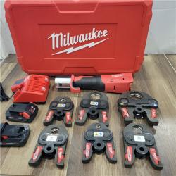 AS-IS Milwaukee M18 18-Volt Lithium-Ion Brushless Cordless FORCE LOGIC Press Tool Kit with 1/2 in. - 2 in. Jaws Kit (6-Jaws Included)