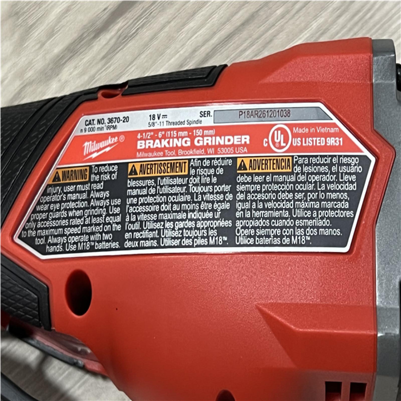 AS-IS Milwaukee FUEL 18-Volt Lithium-Ion Brushless Cordless 4-1/2 in./6 in. Braking Grinder with Paddle Switch (Tool-Only)