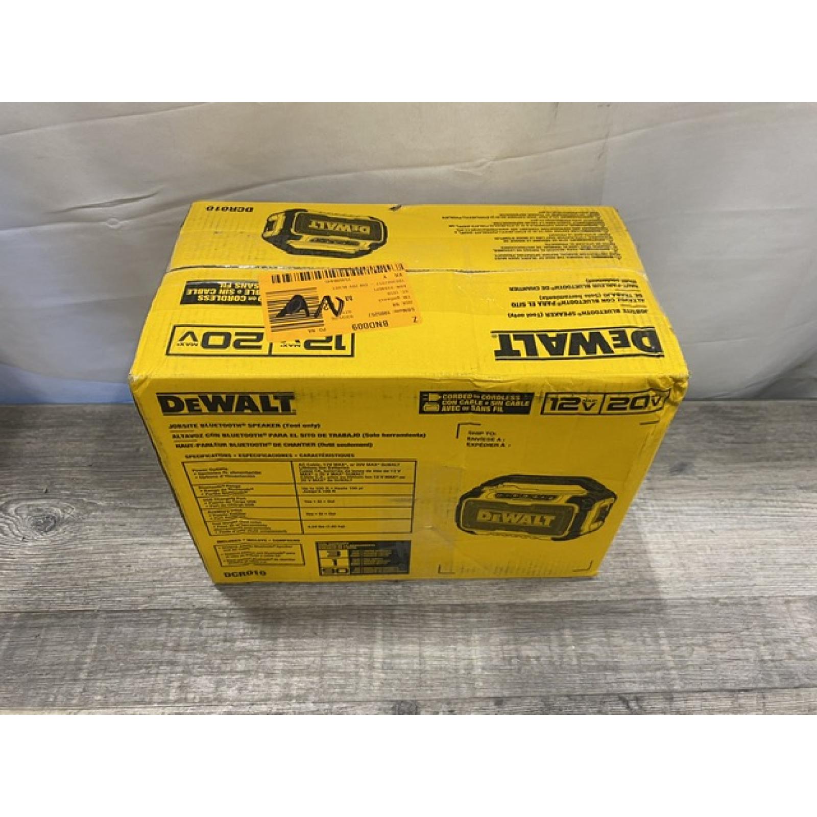 NEW - DEWALT 20V MAX Cordless Bluetooth Speaker (Tool Only)