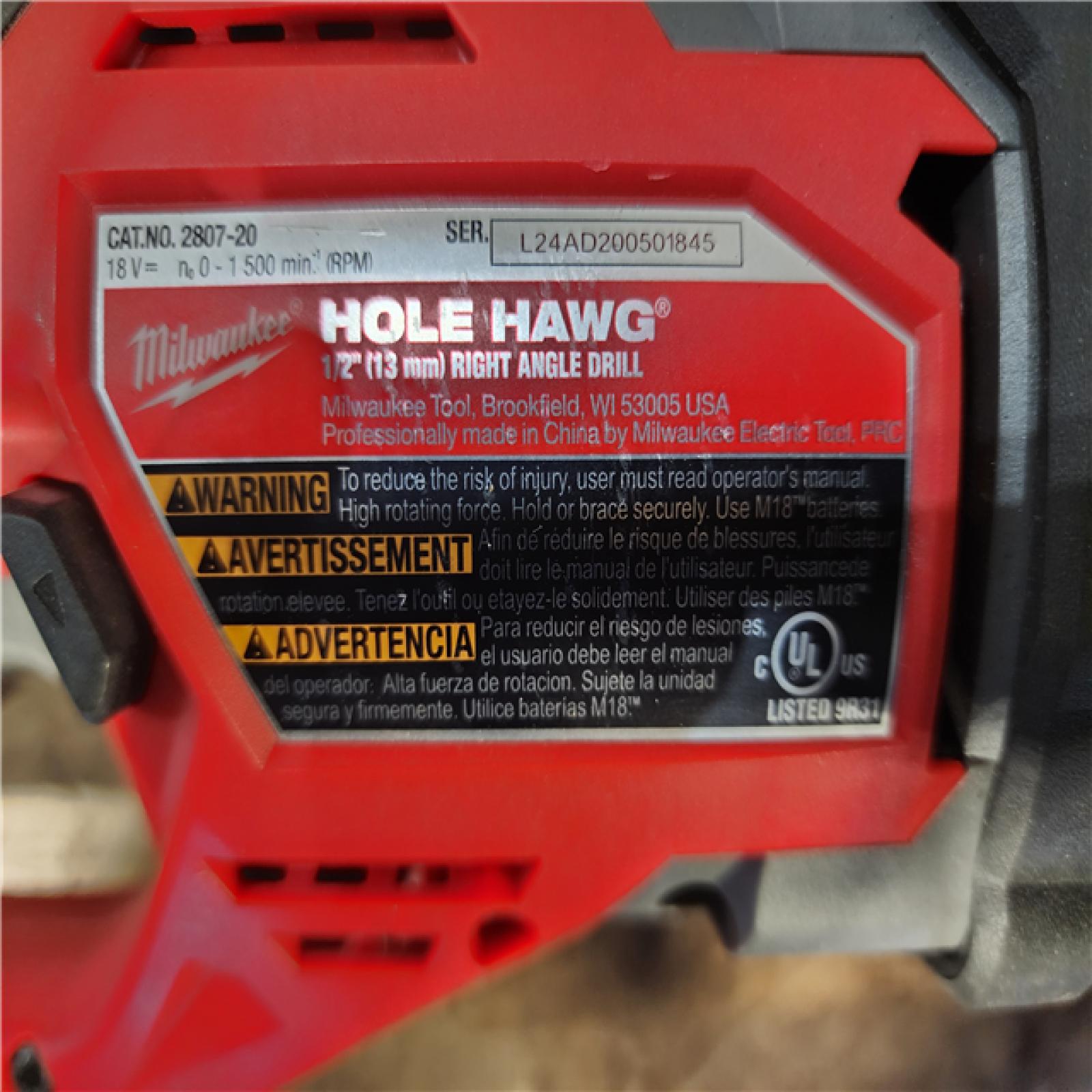 HOUSTON LOCATION - AS-IS Milwaukee M18 18V Fuel Hole Hawg 1/2 Right Angle Drill 2807-20 (Tool-Only)